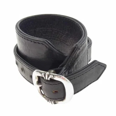 Pre-owned Chrome Hearts R&r Slim Tiny Buckle Leather Bracelet Strap In Black