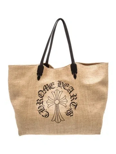 Pre-owned Chrome Hearts Raffia Cross Raffia Large In Neutrals