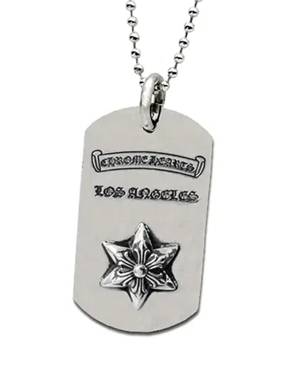 Chrome Hearts Raised Star Dog Tag Necklace In Metallic
