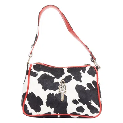 Pre-owned Chrome Hearts Rare  Nuggets Black White Cow Calf Hair Red Trim Underarm Bag