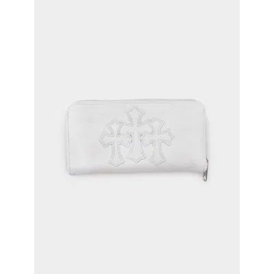 Pre-owned Chrome Hearts Rec F Zip Patch Wallet In White