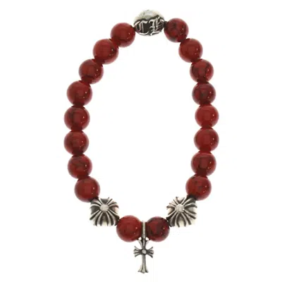 Pre-owned Chrome Hearts Red Bead Bracelet In White