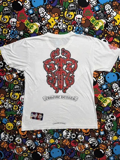 Pre-owned Chrome Hearts Red Dagger Logo Tee In White