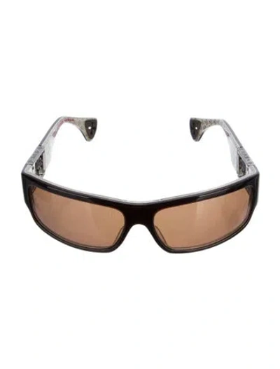 Pre-owned Chrome Hearts Rejected Shield Sunglasses In Brown