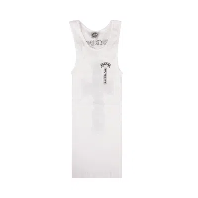 Pre-owned Chrome Hearts Ribbed Logo Cross Tank Top 'white' | Men's Size S