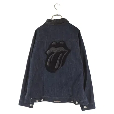 Pre-owned Chrome Hearts Rolling Stone's Leather Denim Jacket In Black