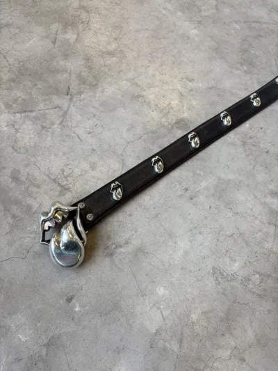 Pre-owned Chrome Hearts Rolling Stones Belt In Black