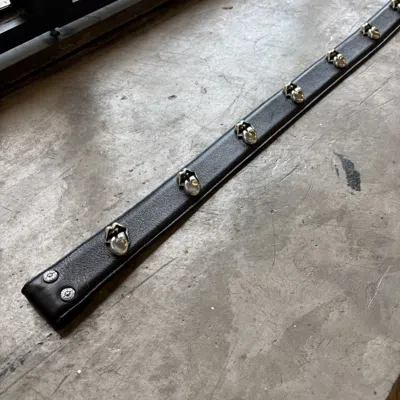 Pre-owned Chrome Hearts Rolling Stones Belt Strap In Black