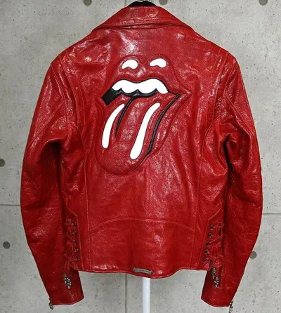 Pre-owned Chrome Hearts Rolling Stones Jj Dean Biker Jacket In Red