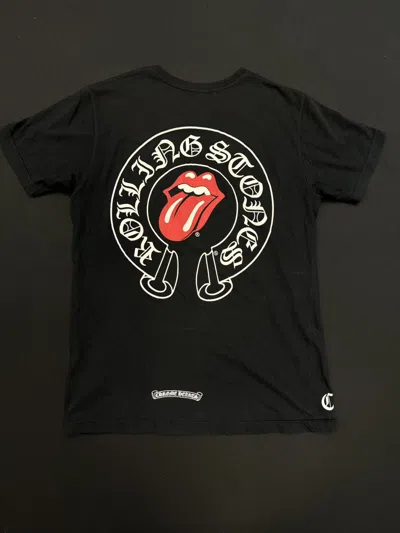 Pre-owned Chrome Hearts Rolling Stones Red Horseshoe Black T-shirt