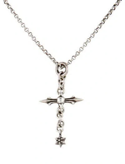 Pre-owned Chrome Hearts Roly Cross Pendant W/roll Chain Necklace, 18.25" In Multi