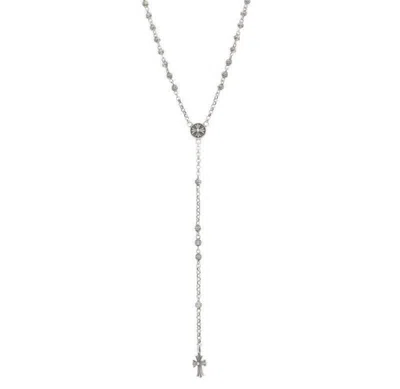 Pre-owned Chrome Hearts Rosary Bead Chain Silver Necklace