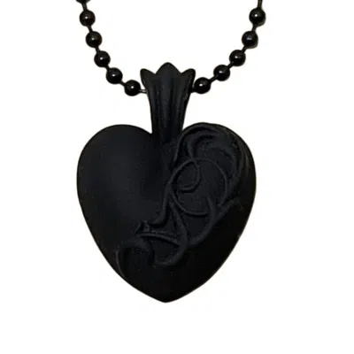 Pre-owned Chrome Hearts Rubber Hearts Necklace In Black
