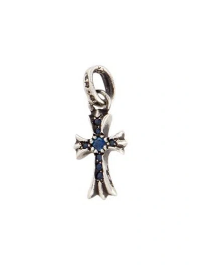 Pre-owned Chrome Hearts Sapphire Tiny Ch Cross Pendant, .25" In Multi