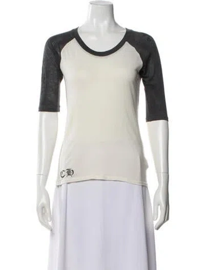 Pre-owned Chrome Hearts Scroll Logo Crew Neck T-shirt In Neutral