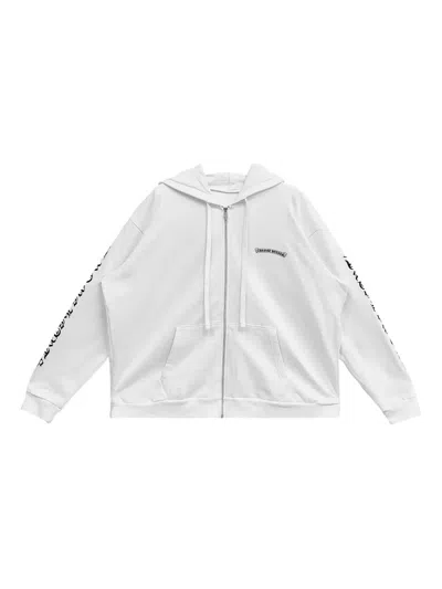 Chrome Hearts Scroll Long-sleeve Zip-up Hoodie In White