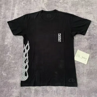 Pre-owned Chrome Hearts Side Flame/fire Pocket Tee In Black