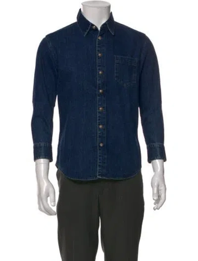 Pre-owned Chrome Hearts Signature Logo Cross Patch Denim Shirt In Blue