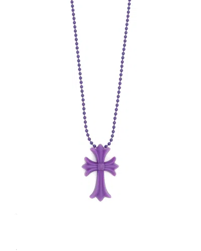 Chrome Hearts Silichrome Cross Necklace In Purple