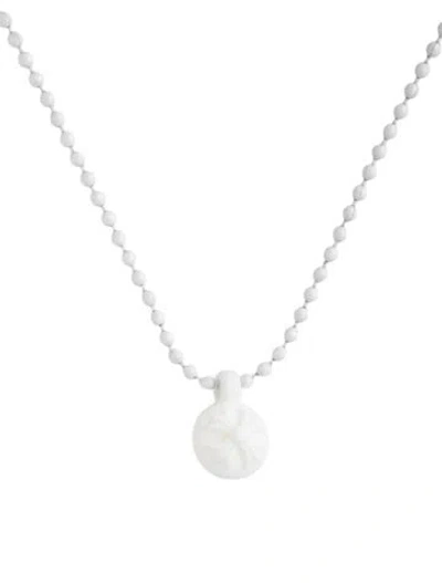 Pre-owned Chrome Hearts Silichrome Crossball Charm Pendant Necklace, 30" In White
