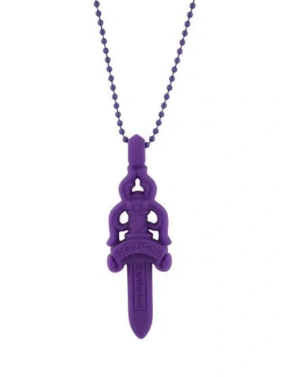 Pre-owned Chrome Hearts Silichrome Dagger Pendant Necklace, 29.5" In Purple