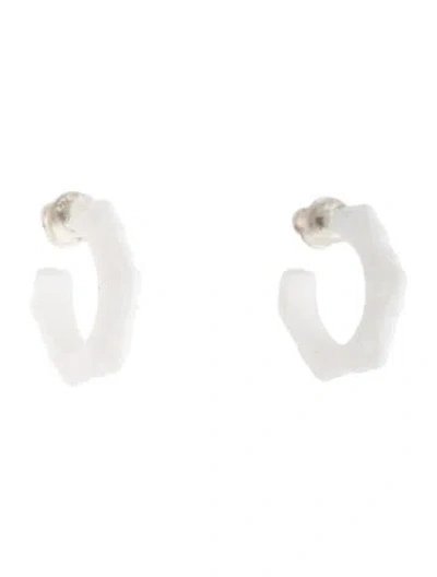 Pre-owned Chrome Hearts Silichrome Maltese Cross Hoops In White