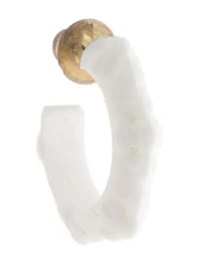 Pre-owned Chrome Hearts Silichrome Maltese Cross Single Hoop Earring In White