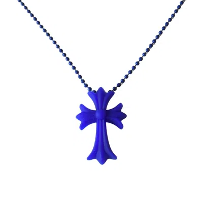Chrome Hearts Silicone Cross Necklace Blue
