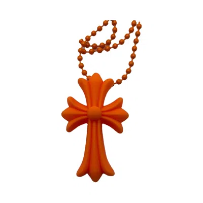 Pre-owned Chrome Hearts Silicone Cross Necklace 'orange' | Men's Size Onesize