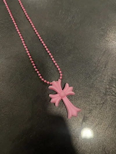Pre-owned Chrome Hearts Silicone Cross Necklace In Pink