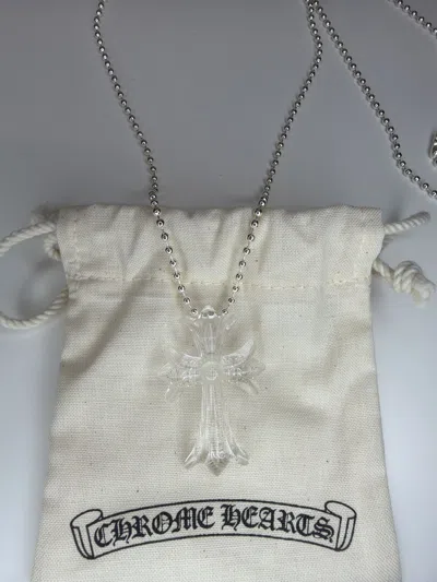 Pre-owned Chrome Hearts Silicone Cross Necklace In White