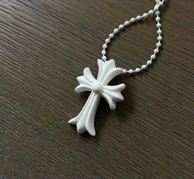 Pre-owned Chrome Hearts Silicone Cross Necklace White