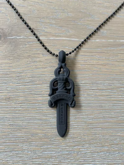 Pre-owned Chrome Hearts Silicone Dagger Necklace Black