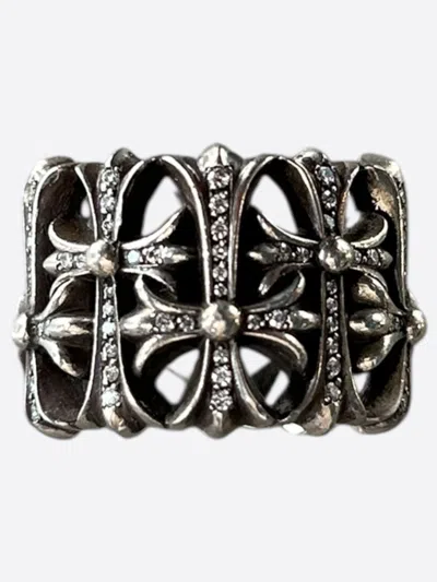 Pre-owned Chrome Hearts Silver & Diamond Cemetery Ring