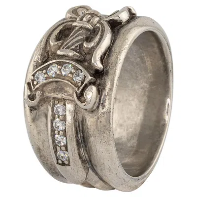 Pre-owned Chrome Hearts Silver & Diamond Dagger Ring — .925 Sterling Silver (1992) In Multi