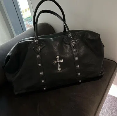 Pre-owned Chrome Hearts Silver Cross Duffle Travel Bag In Black