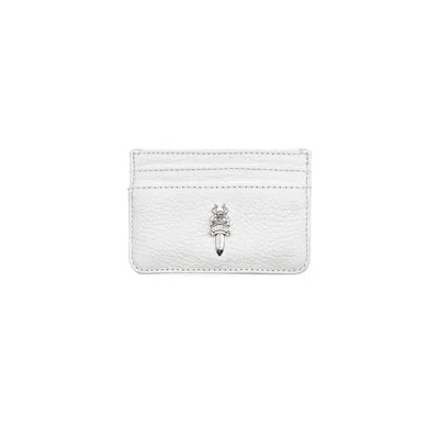 Pre-owned Chrome Hearts Silver Cross Scroll Card Holder In White