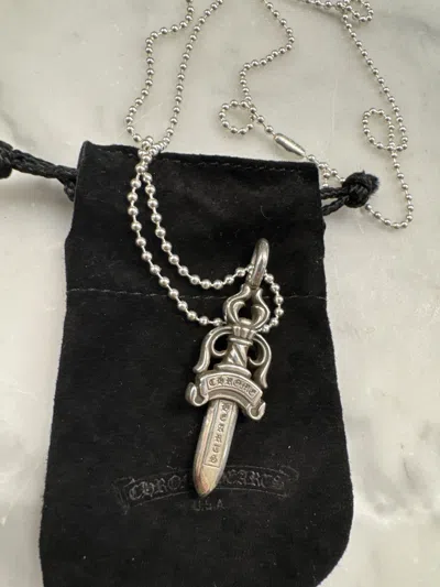 Pre-owned Chrome Hearts Silver Double Dagger Pendant With Ball Chain