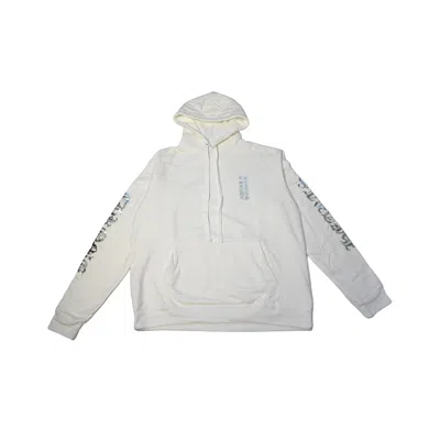 Chrome Hearts Silver Foil Print Vertical Logo Pullover Hoodie White