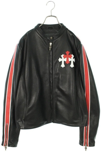 Pre-owned Chrome Hearts Single Riders Leather Jacket In Red