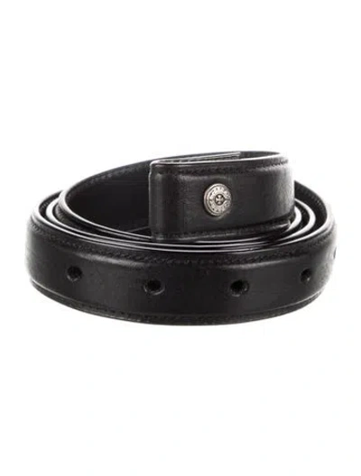 Pre-owned Chrome Hearts Skinny Leather Belt In Black