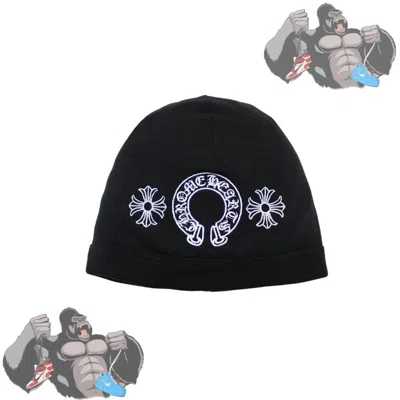 Pre-owned Chrome Hearts Skull Cap Horseshoe Beanie In Black