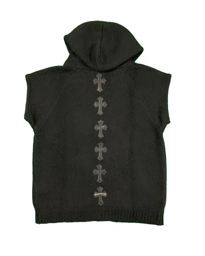 Pre-owned Chrome Hearts Sleeveless Cross Patch Hoodie Vest Cashmere In Black