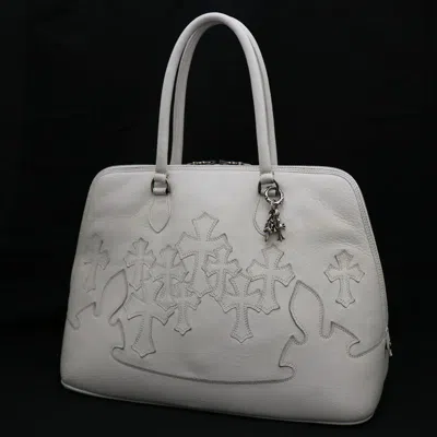 Pre-owned Chrome Hearts Slouchy Mo Cross Patch Bag In White