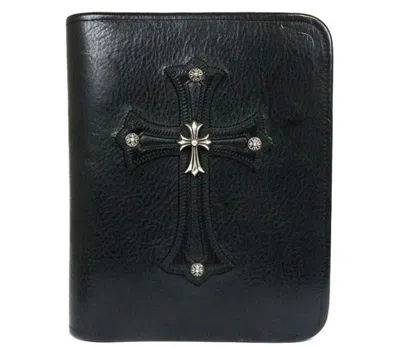 Pre-owned Chrome Hearts Small Cross Patch Leather Zip Multicase/wallet In Black