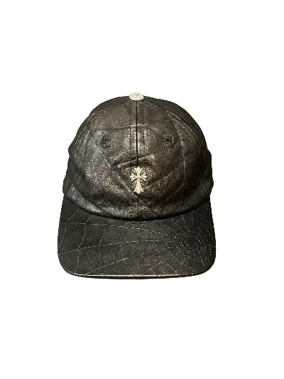 Pre-owned Chrome Hearts Spider Web Leather Hat In Black