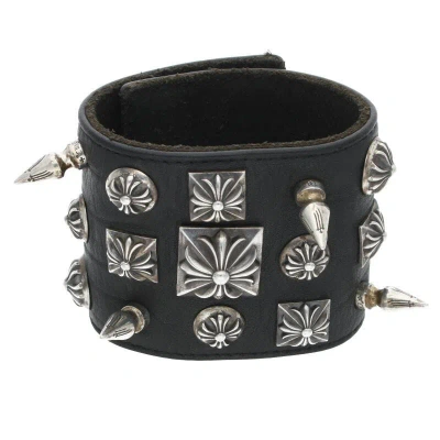 Pre-owned Chrome Hearts Spike Cross Ball Pyramid Studded Bracelet In Black