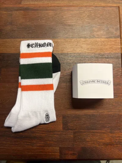 Pre-owned Chrome Hearts Sport Socks Green/orange In White