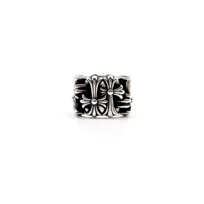 Pre-owned Chrome Hearts Square Cemetery Ring Size 4.5 In Silver