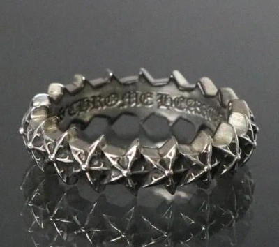 Pre-owned Chrome Hearts Star Band Ring - Size 10 In Silver